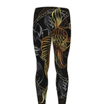 Golden Spiritual Koi Fish Print Men's leggings