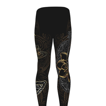 Golden Spiritual Koi Fish Print Men's leggings