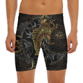 Golden Spiritual Koi Fish Print Men's Long Boxer Briefs