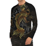 Golden Spiritual Koi Fish Print Men's Long Sleeve Rash Guard