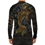 Golden Spiritual Koi Fish Print Men's Long Sleeve Rash Guard