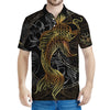 Golden Spiritual Koi Fish Print Men's Polo Shirt