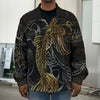 Golden Spiritual Koi Fish Print Men's Shirt Jacket