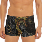 Golden Spiritual Koi Fish Print Men's Short Boxer Briefs