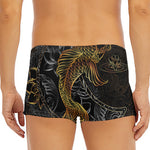 Golden Spiritual Koi Fish Print Men's Short Boxer Briefs