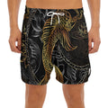 Golden Spiritual Koi Fish Print Men's Split Running Shorts