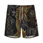 Golden Spiritual Koi Fish Print Men's Sports Shorts