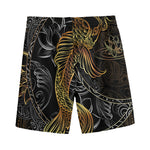 Golden Spiritual Koi Fish Print Men's Sports Shorts