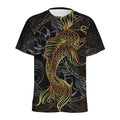 Golden Spiritual Koi Fish Print Men's Athletic T-Shirt