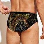 Golden Spiritual Koi Fish Print Men's Swim Briefs