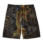 Golden Spiritual Koi Fish Print Men's Swim Trunks