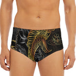 Golden Spiritual Koi Fish Print Men's Triangle Swim Briefs