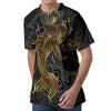 Golden Spiritual Koi Fish Print Men's Velvet T-Shirt