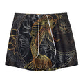 Golden Spiritual Koi Fish Print Mesh Shorts