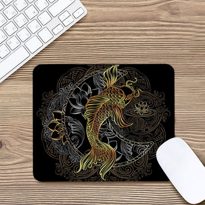 Golden Spiritual Koi Fish Print Mouse Pad