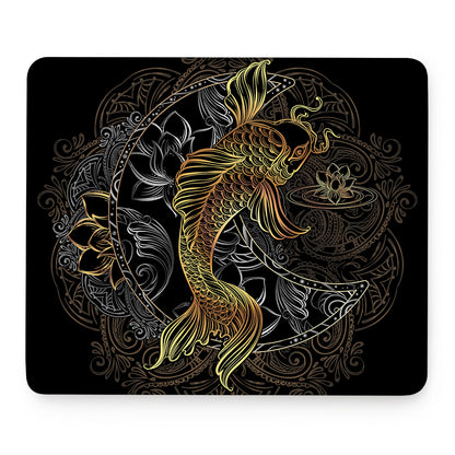 Golden Spiritual Koi Fish Print Mouse Pad