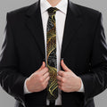 Golden Spiritual Koi Fish Print Necktie