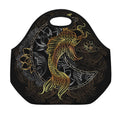 Golden Spiritual Koi Fish Print Neoprene Lunch Bag