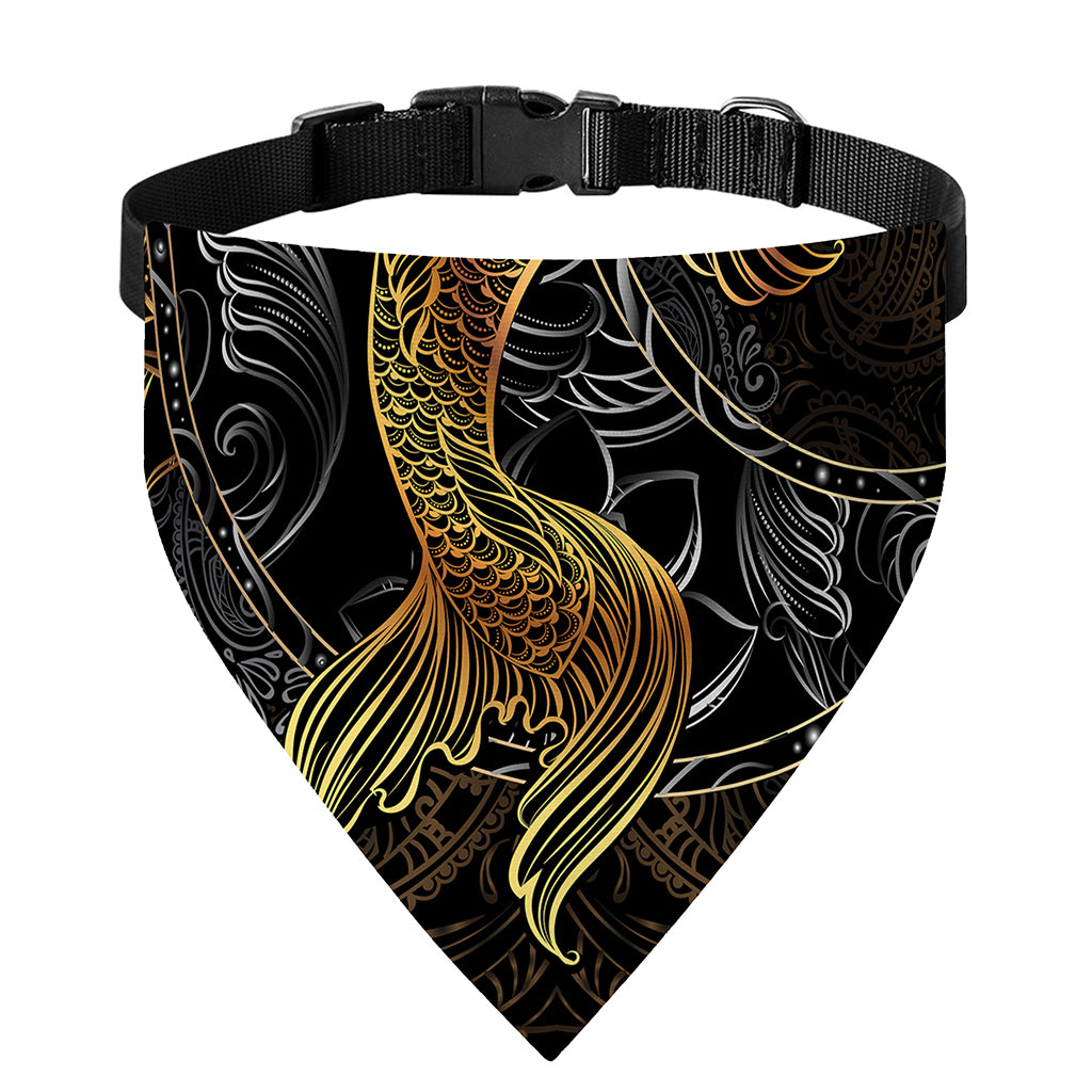 Golden Spiritual Koi Fish Print Over The Collar Dog Bandana