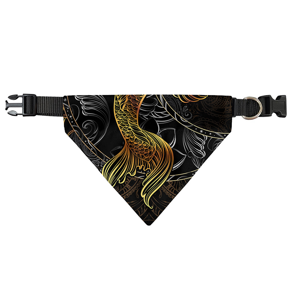 Golden Spiritual Koi Fish Print Over The Collar Dog Bandana