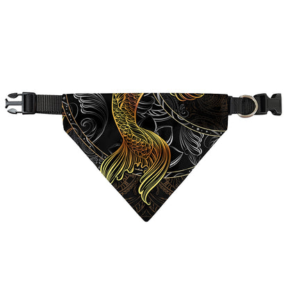 Golden Spiritual Koi Fish Print Over The Collar Dog Bandana
