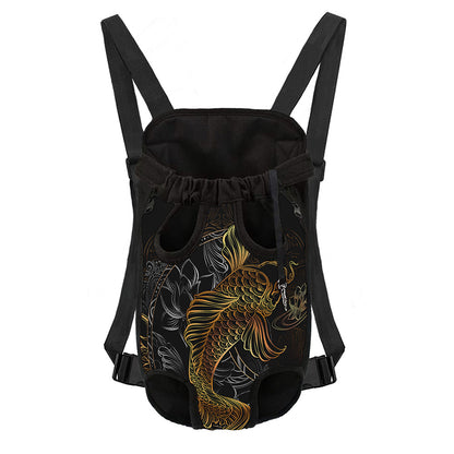 Golden Spiritual Koi Fish Print Pet Carrier Backpack
