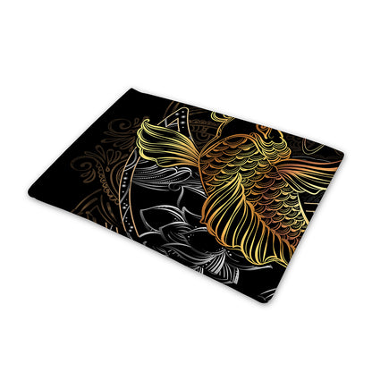 Golden Spiritual Koi Fish Print Pet Cooling Mat Cover