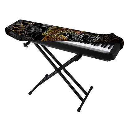 Golden Spiritual Koi Fish Print Piano Keyboard Cover