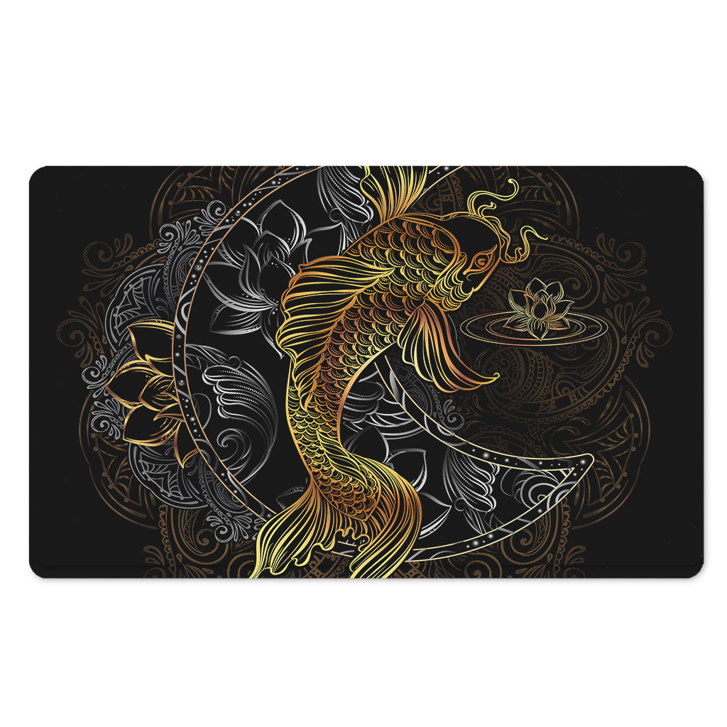 Golden Spiritual Koi Fish Print Polyester Doormat