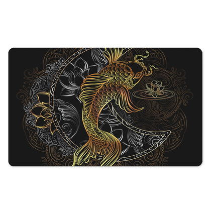 Golden Spiritual Koi Fish Print Polyester Doormat