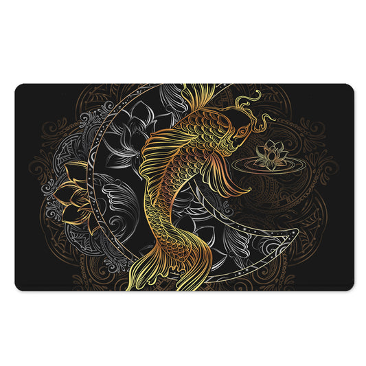 Golden Spiritual Koi Fish Print Polyester Doormat