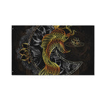Golden Spiritual Koi Fish Print Polyester Flag