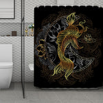 Golden Spiritual Koi Fish Print Polyester Shower Curtain