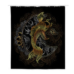 Golden Spiritual Koi Fish Print Polyester Shower Curtain