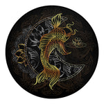 Golden Spiritual Koi Fish Print Round Blanket