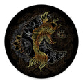 Golden Spiritual Koi Fish Print Round Floor Mat