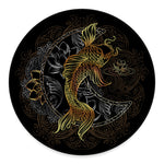 Golden Spiritual Koi Fish Print Round Floor Mat