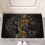 Golden Spiritual Koi Fish Print Rubber Doormat