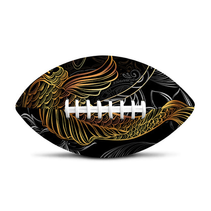 Golden Spiritual Koi Fish Print Rugby Ball
