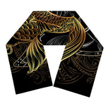 Golden Spiritual Koi Fish Print Scarf