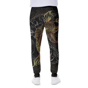 Golden Spiritual Koi Fish Print Scuba Joggers