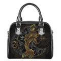 Golden Spiritual Koi Fish Print Shoulder Handbag