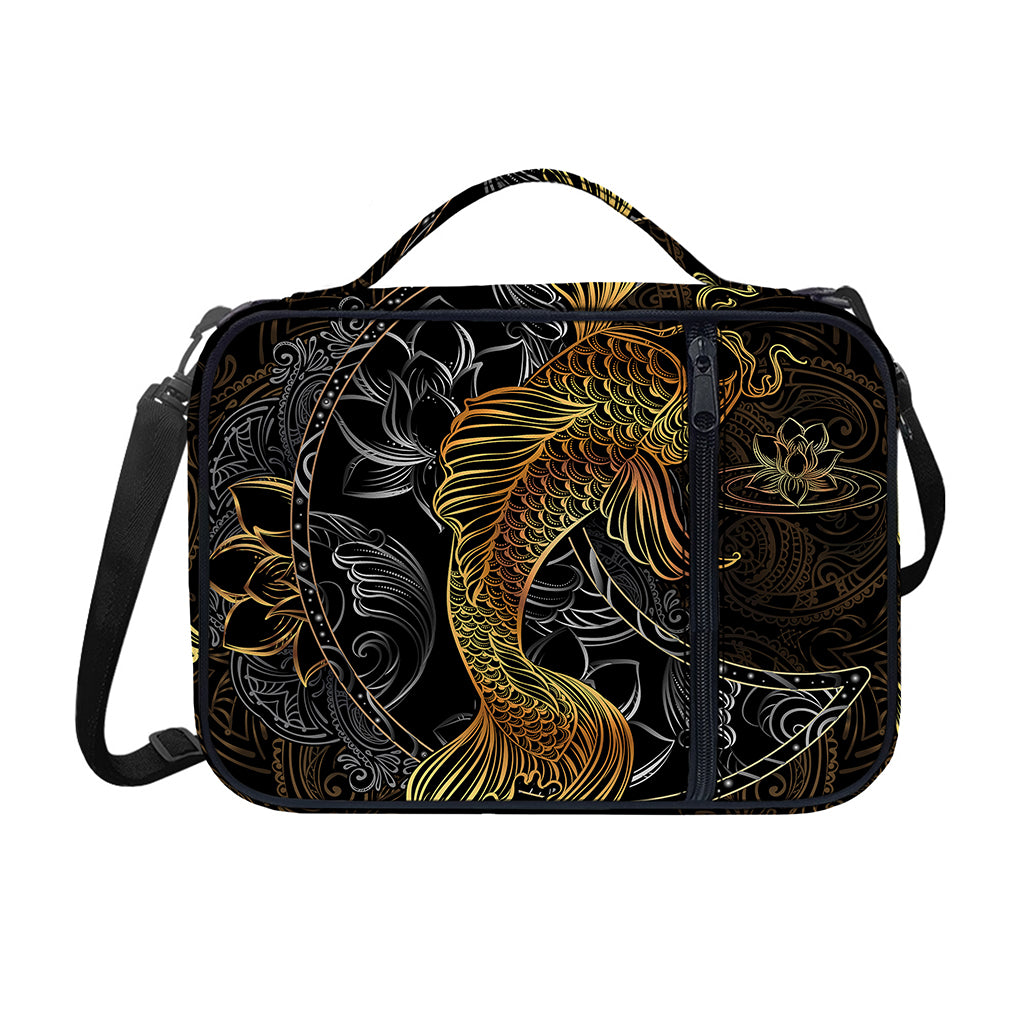 Golden Spiritual Koi Fish Print Shoulder Strap Bible Bag