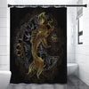 Golden Spiritual Koi Fish Print Shower Curtain