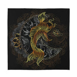 Golden Spiritual Koi Fish Print Silk Bandana