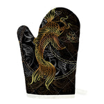 Golden Spiritual Koi Fish Print Single Oven Mitt
