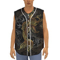 Golden Spiritual Koi Fish Print Sleeveless Baseball Jersey