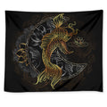 Golden Spiritual Koi Fish Print Tapestry