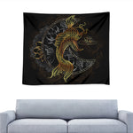 Golden Spiritual Koi Fish Print Tapestry