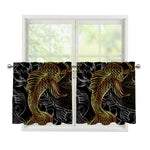 Golden Spiritual Koi Fish Print Tier Curtains